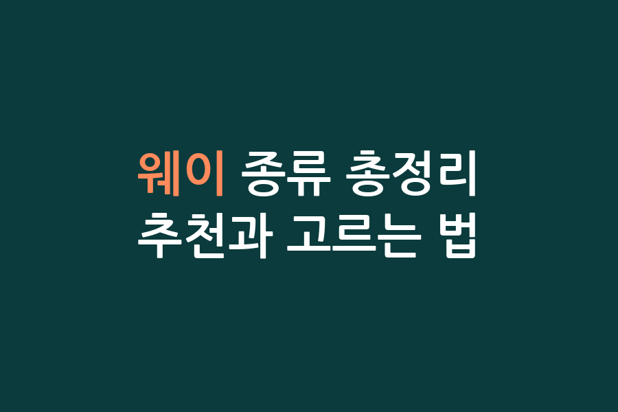 웨이 종류 총정리, 추천과 고르는 법